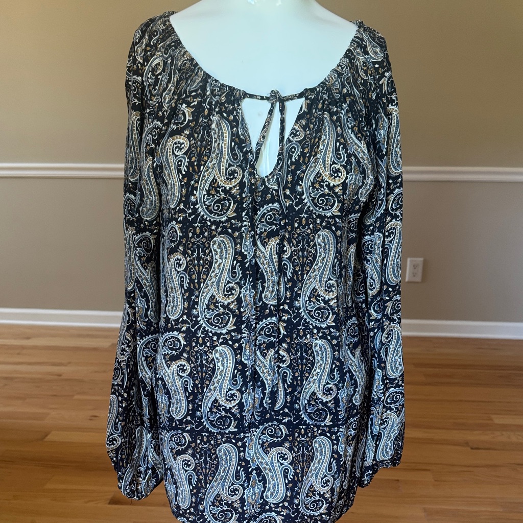 Tolani Silk Paisley Peasant Blouse